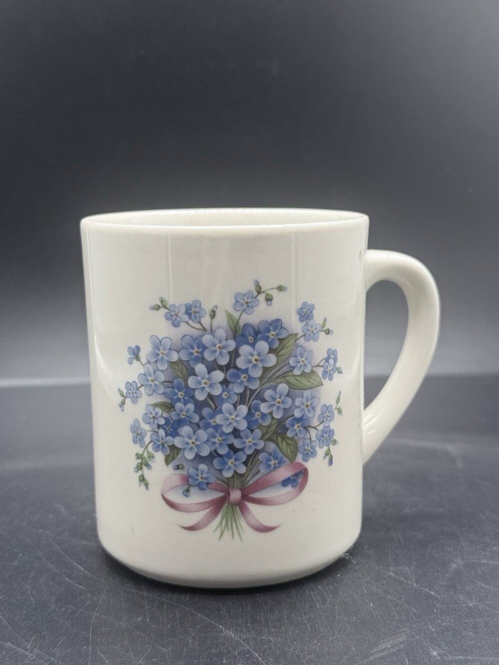 Forget Me Not Coffee Tea Mug Vintage Blue Floral Bouquet